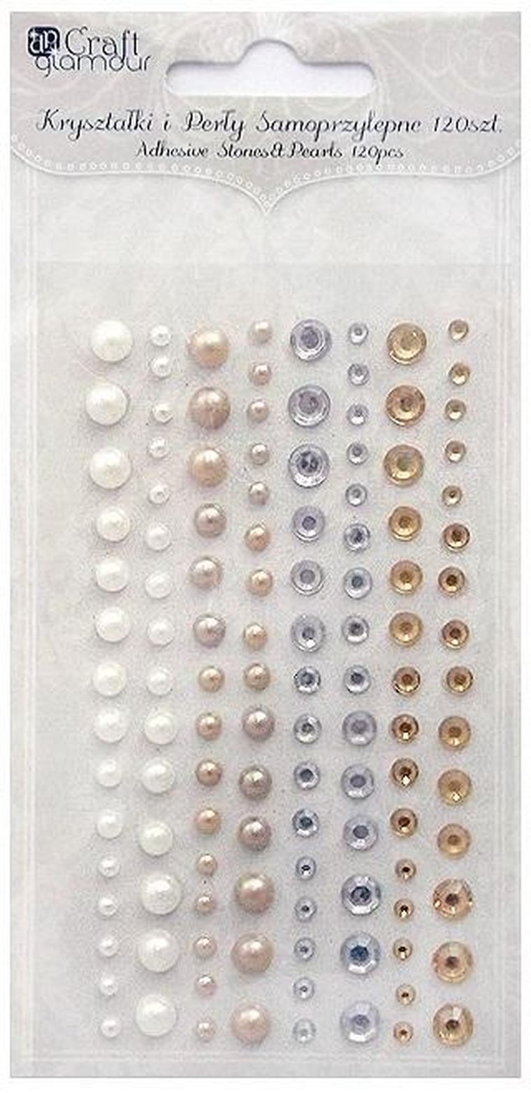 DP Craft, kryształki i perły samoprzylepne, nature tones