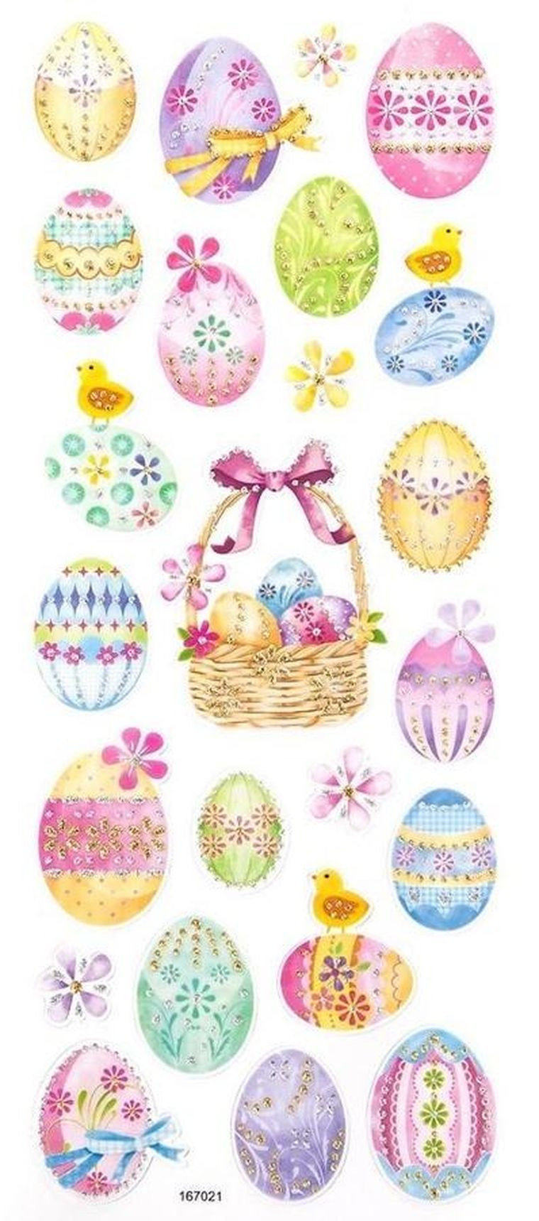 Dp Craft, naklejki brokatowe, kolorowe pisanki, 24 szt.