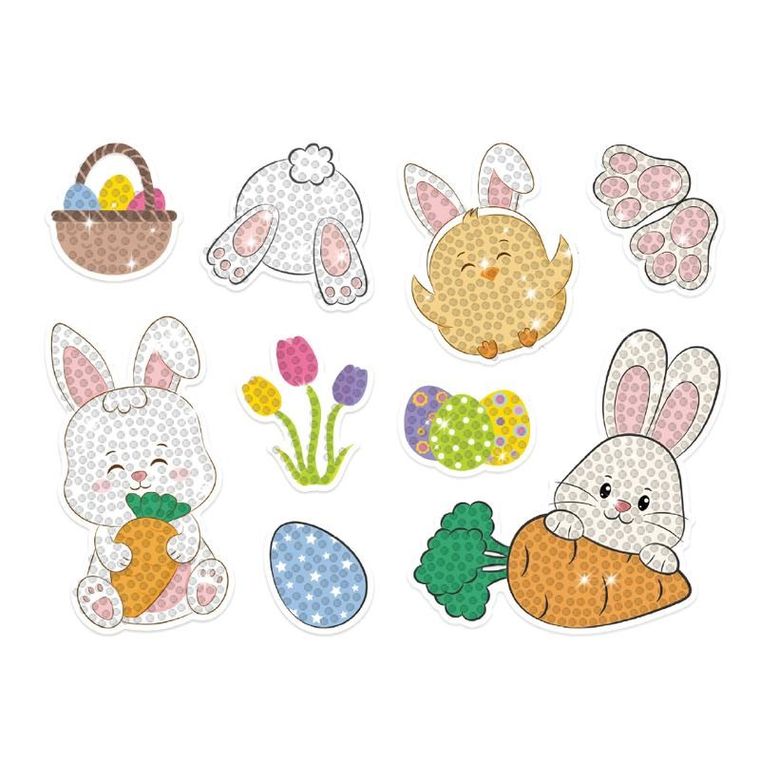 DP Craft, naklejki, haft diamentowy, króliczek i pisanki