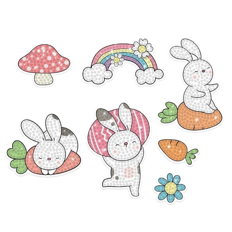 DP Craft, naklejki, haft diamentowy, wesoły króliczek