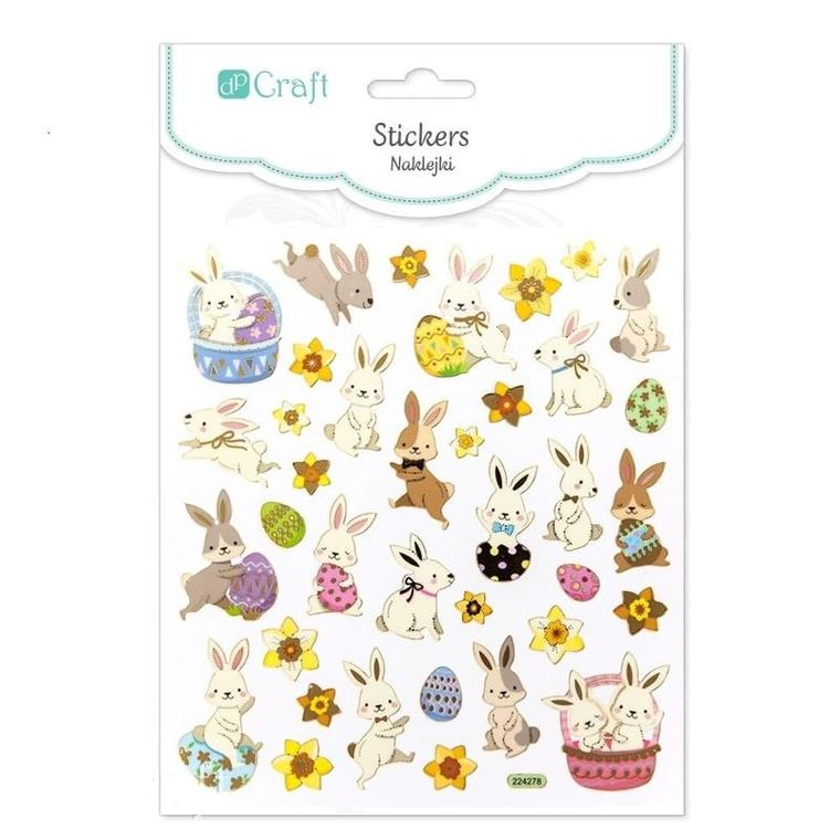 Dp Craft, naklejki króliczki, 37 szt.