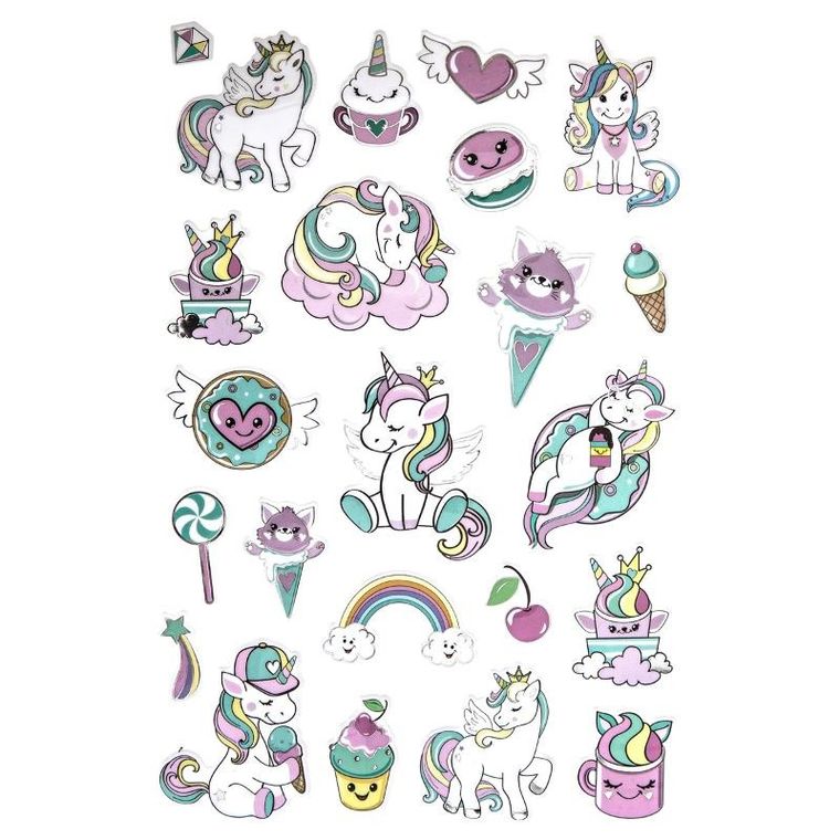 DP Craft, naklejki metaliczne 3D, jednorożce