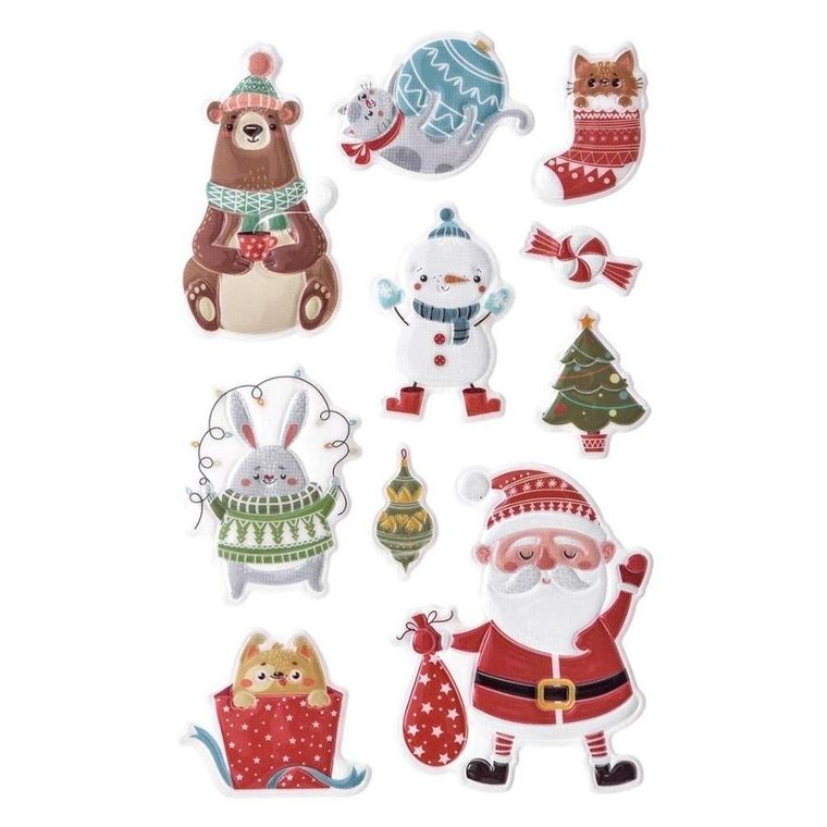 DP Craft, naklejki puffy, zimowe słodziaki, 10 szt.