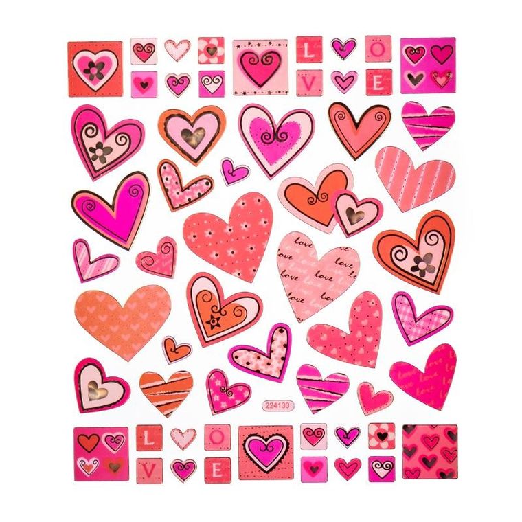 DP Craft, naklejki, serca, 57 szt.