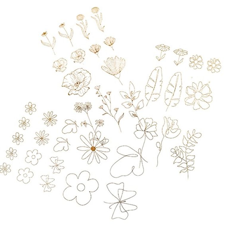DP Craft, naklejki transparentne, złote, kwiaty