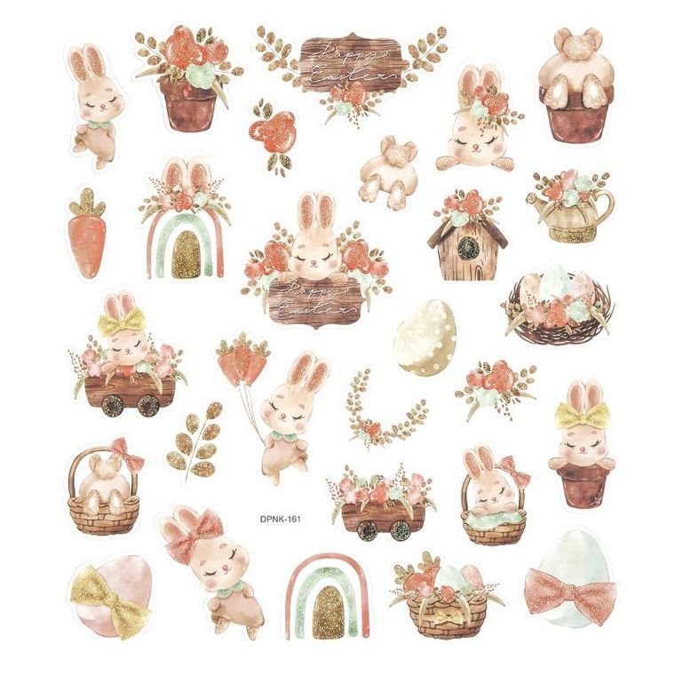 DP Craft, naklejki z brokatem, sielska Wielkanoc, 28 szt.