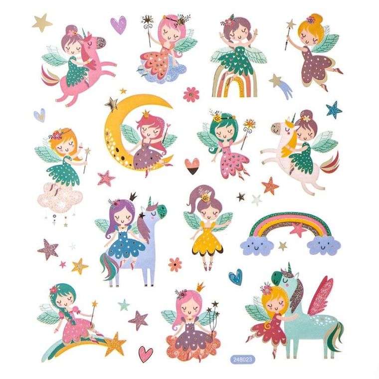 DP Craft, naklejki z brokatem, wróżki, 28 szt.