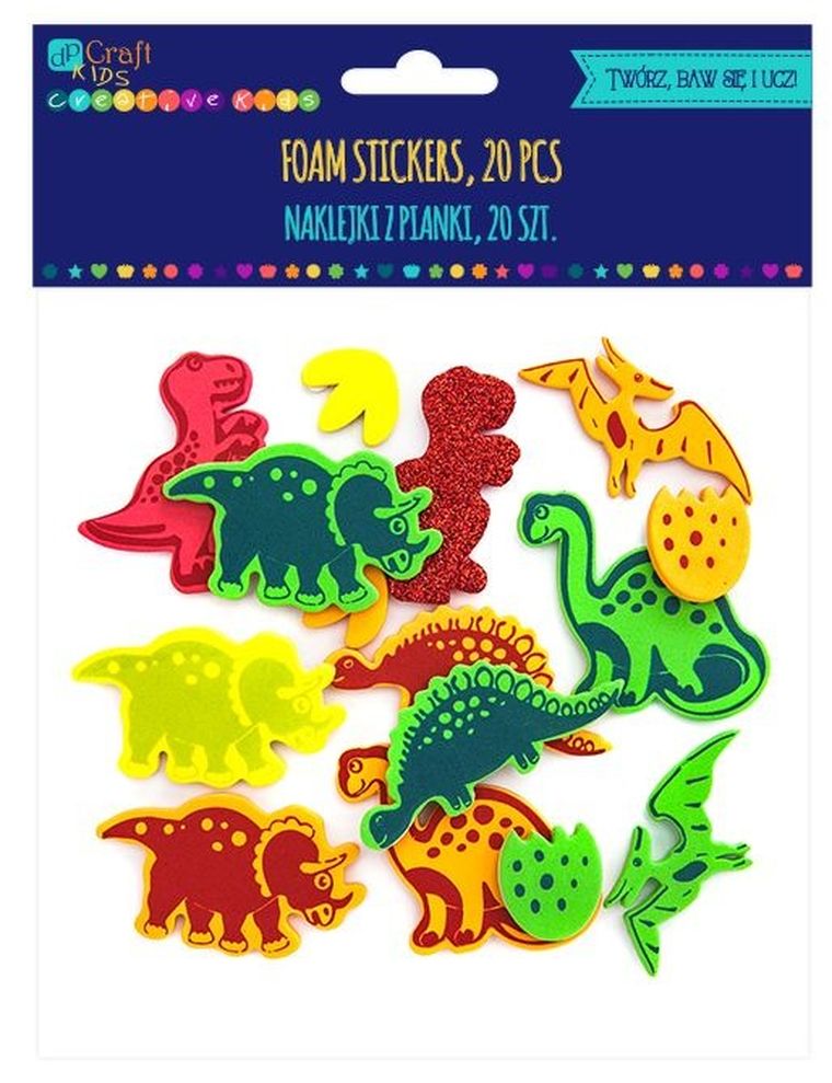 DP Craft, naklejki z pianki dinozaury, 20 szt.