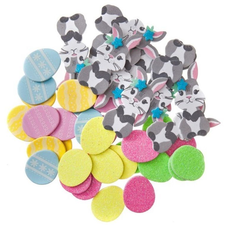 Dp Craft, naklejki z pianki, króliczki i pisanki, 44 szt.
