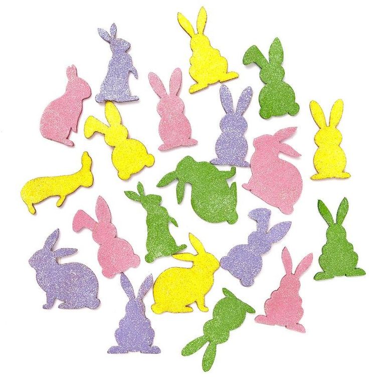 DP Craft, naklejki z pianki, króliki, brokat, 20 szt.