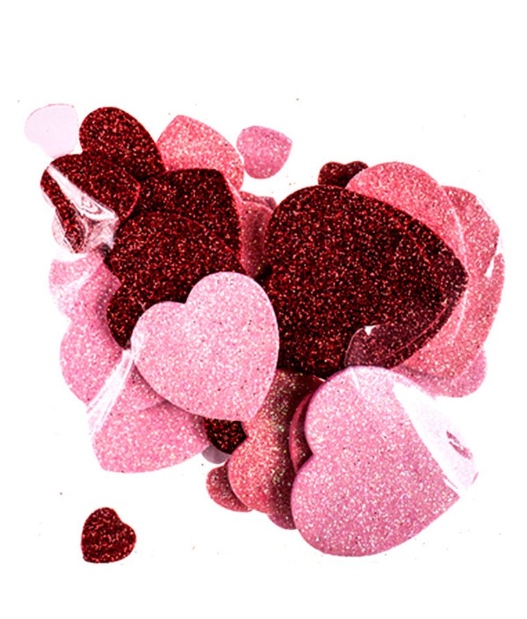 DP Craft, naklejki z pianki, serca brokat, 30 szt.