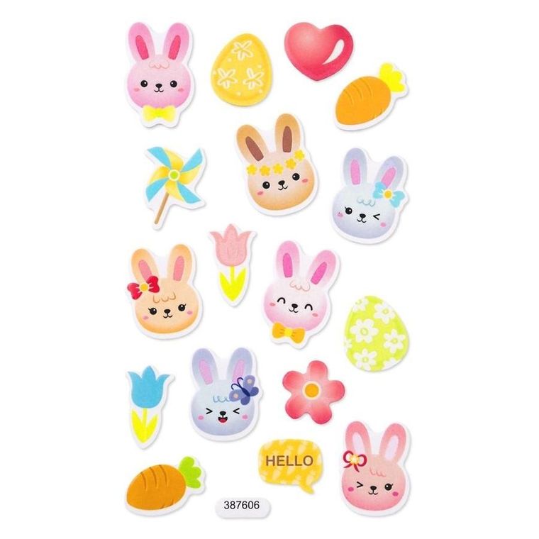 Dp Craft, naklejki z pianki, świecące w ciemności, zajączki, 17 szt.