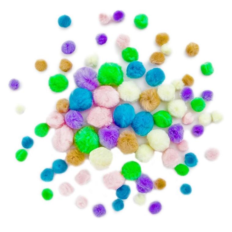 DP Craft, pompony akrylowe, pastel, 78 szt.