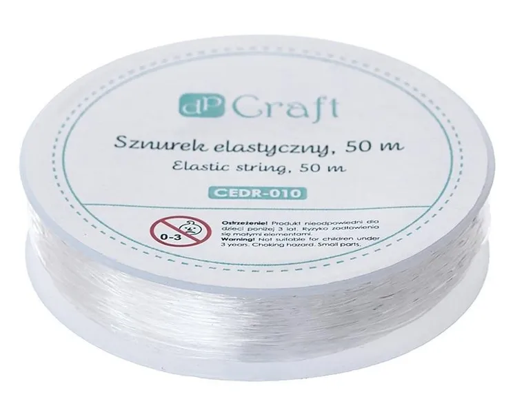 DP Craft, sznurek elastyczny do koralików, 0,45 mmx50 m