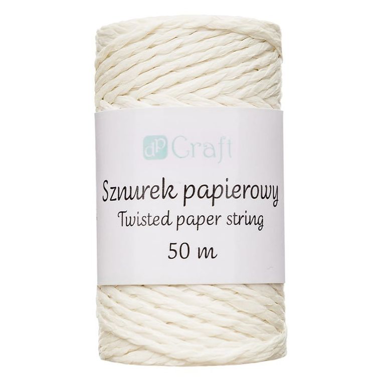 Dp Craft, sznurek papierowy skręcany, ecru, 50 m