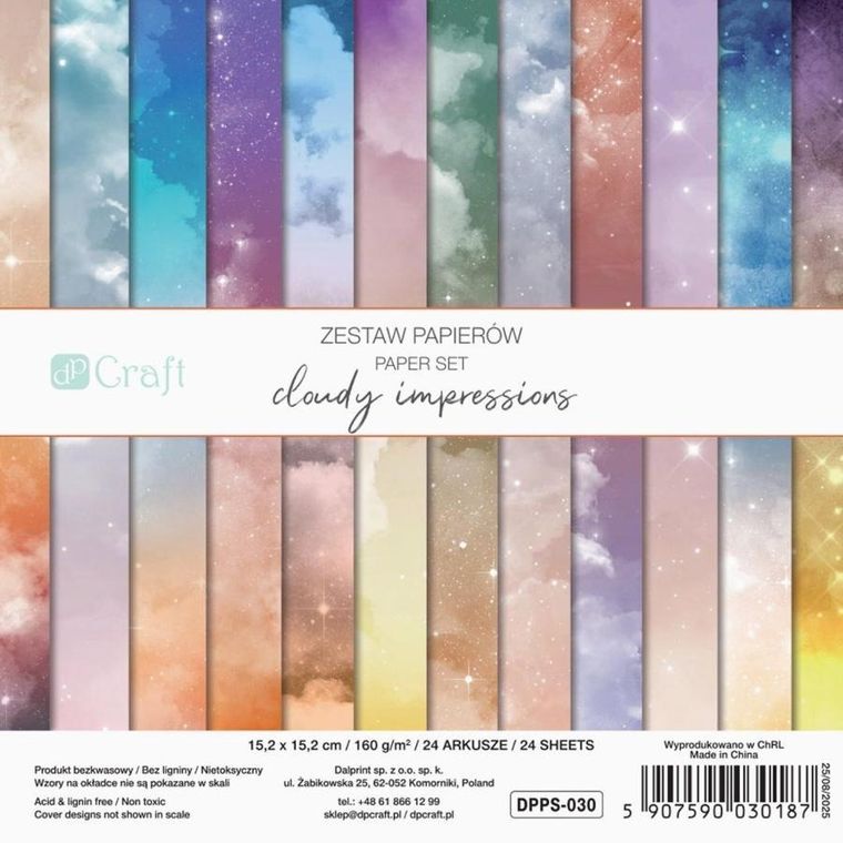 DP Craft, zestaw papierów kolorowych, 15,2-15,2 cm, 24 arkusze