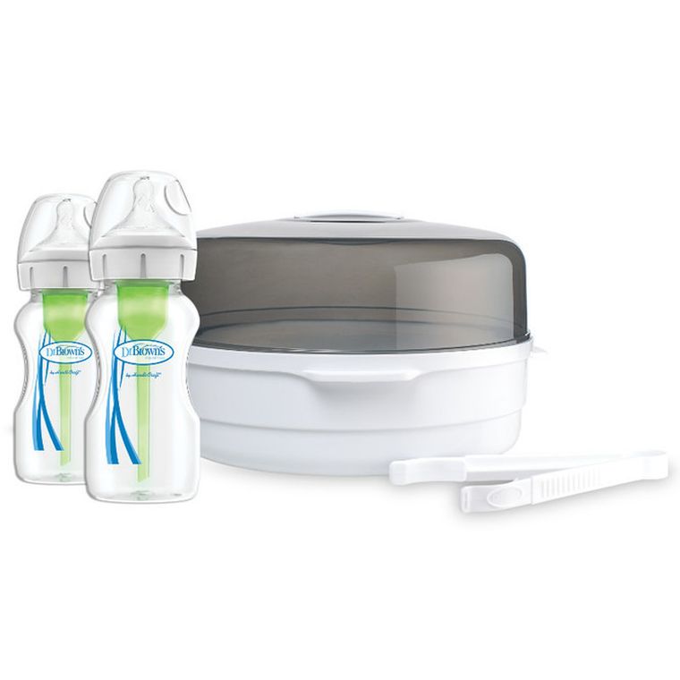 Dr brown`s, Options Plus, sterylizator do mikrofali + 2 x butelka antykolkowa, 270 ml