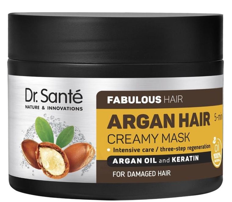 Dr. Sante, Argan Hair, maska do włosów uszkodzonych z olejem arganowym i keratyną, 300 ml