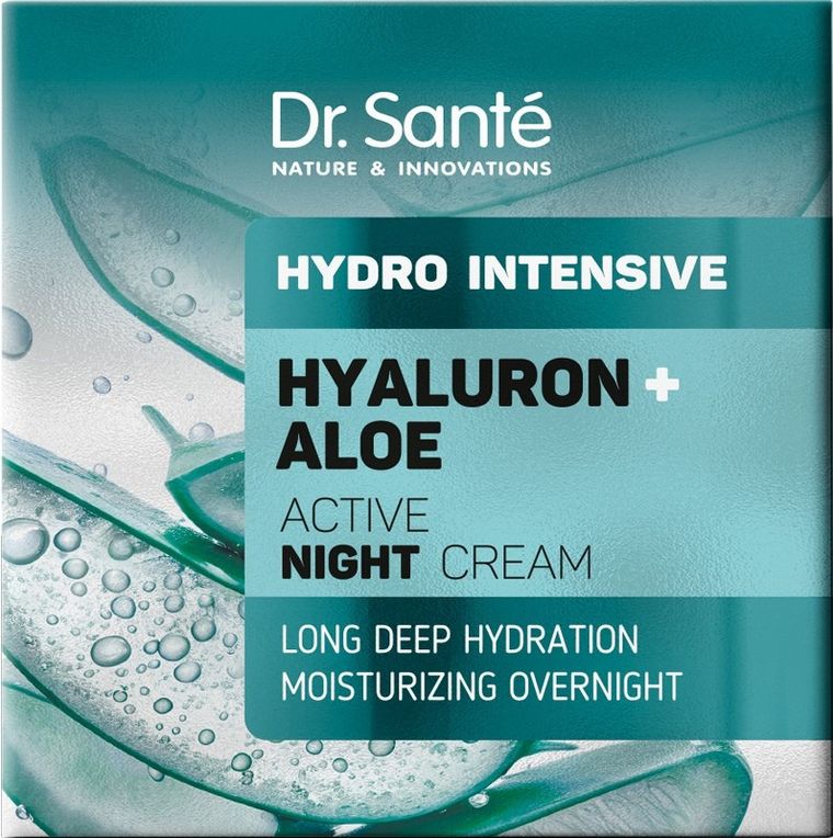 Dr. Sante, Hydro Intensive, aktywny krem intensywnie nawilżający na noc hyaluron + aloe, 50 ml