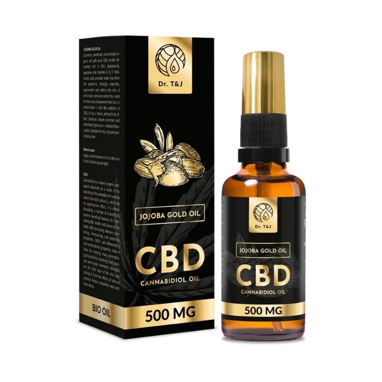 Dr. T&J, naturalny olej jojoba, BIO + CBD 500 MG, 50 ml