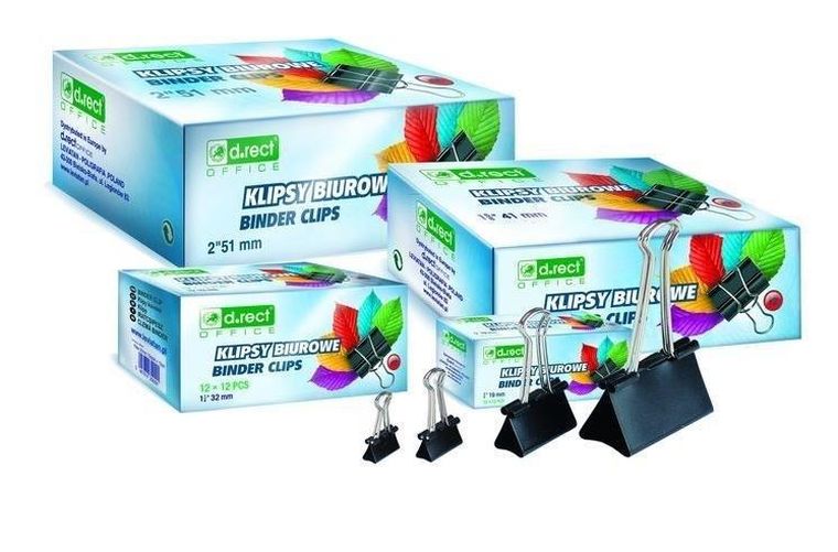D.Rect, klipsy biurowe, 32 mm, 12 szt.