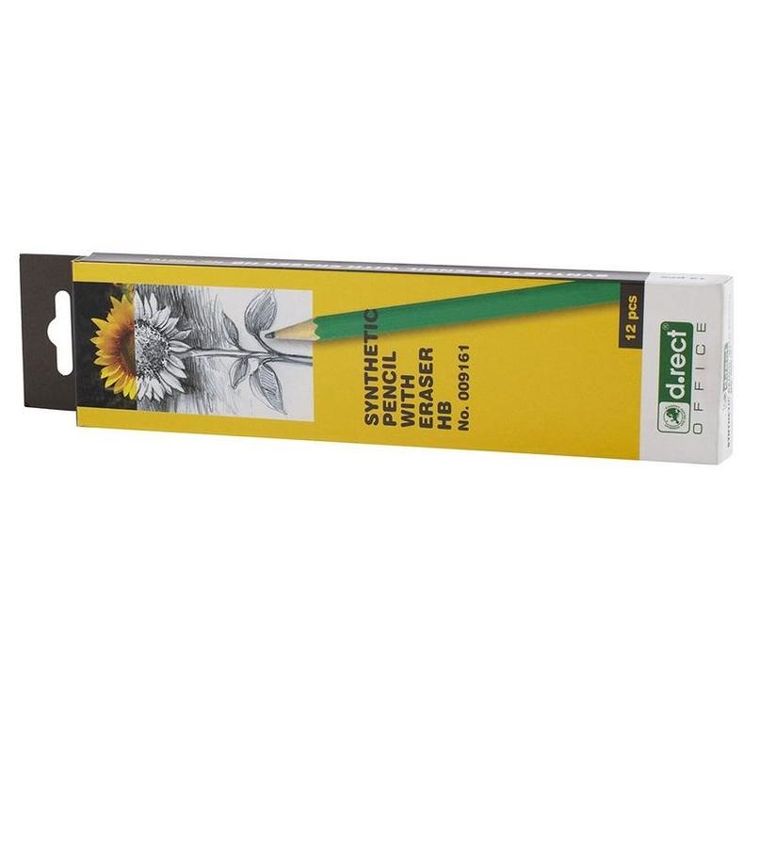 D.rect, ołówek HB syntetyczny z gumką, 12 szt.