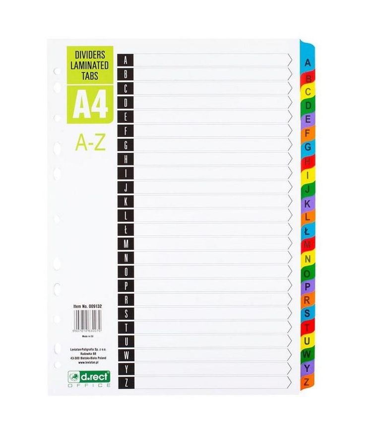 D.Rect, przekładki kartonowe, A-Z