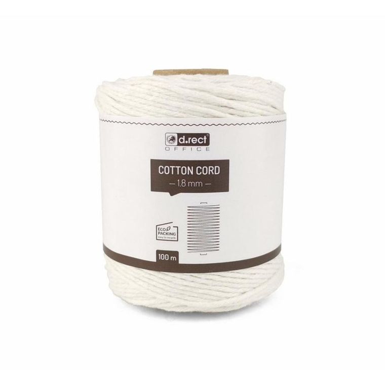 D.Rect, sznurek bawełniany, biały, 1,8 mmx100 m