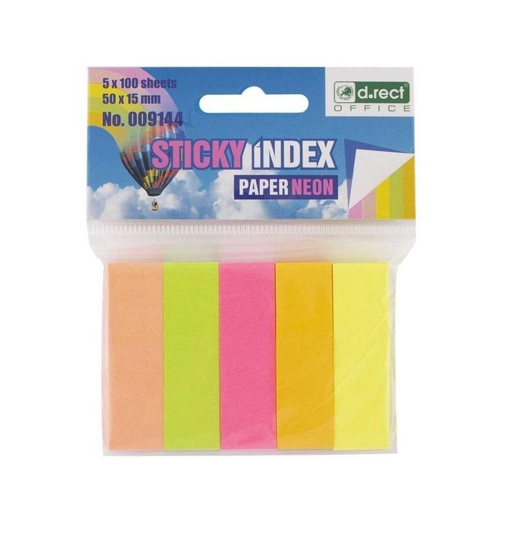 D.rect, zakładki indeksujące, papierowe, neon, 15-50 mm