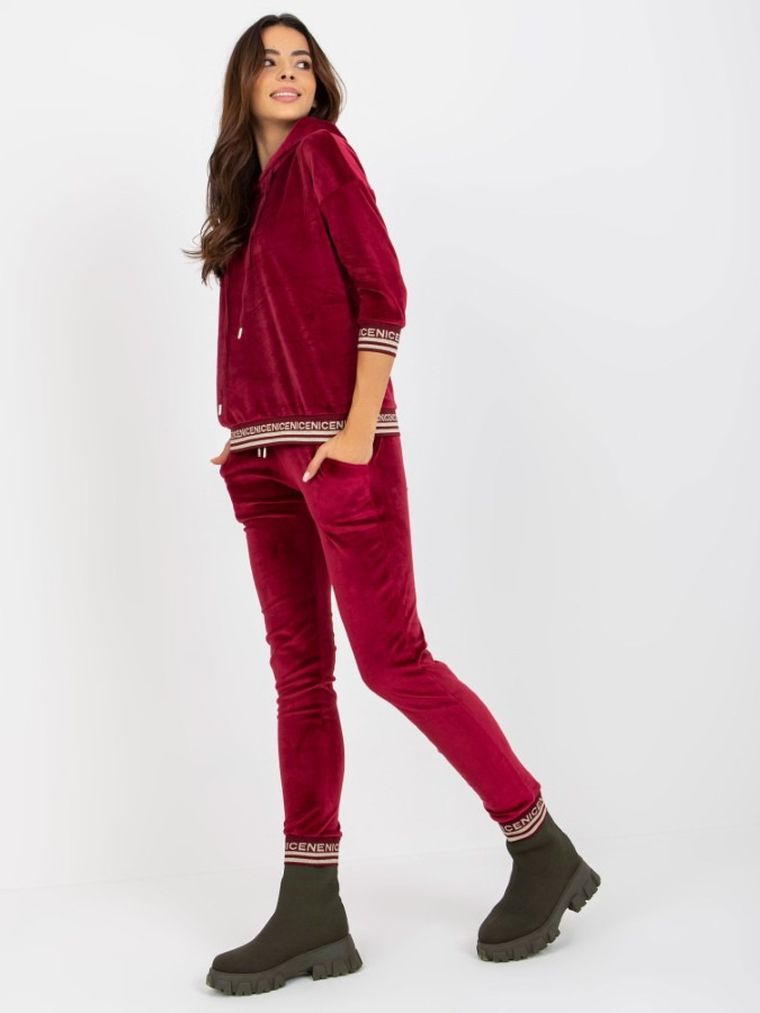 Dres damski, welurowy, bordowy, Relevance