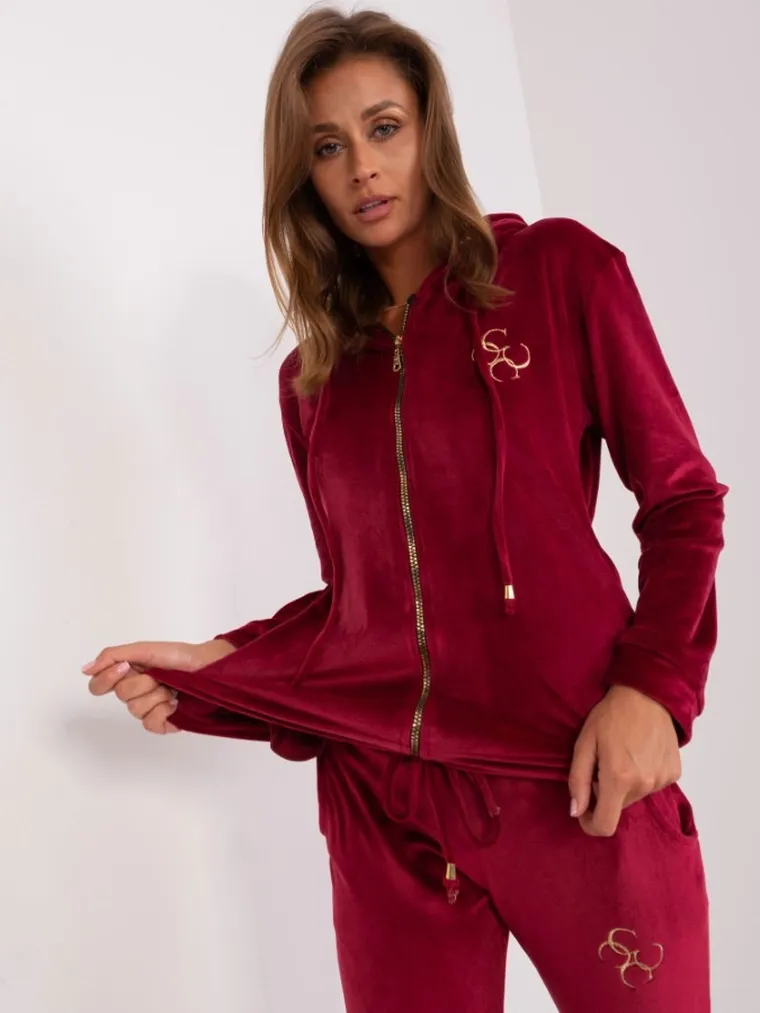 Dres damski, welurowy, bordowy, Relevance