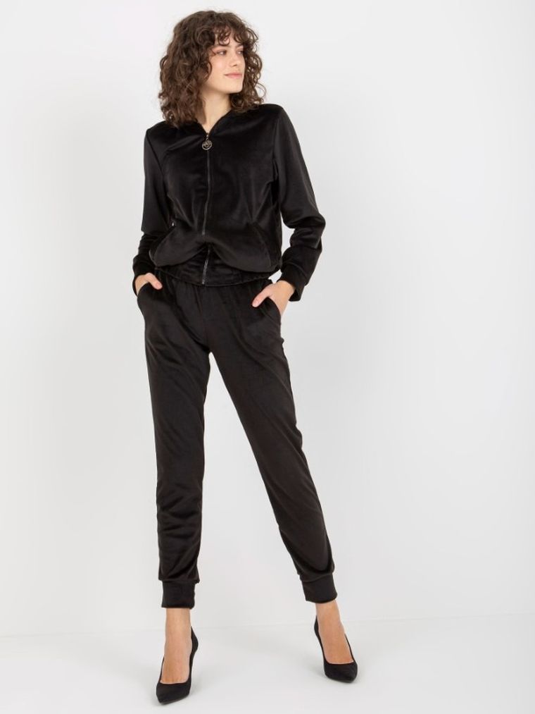 Dres damski, welurowy, czarny, Lakerta