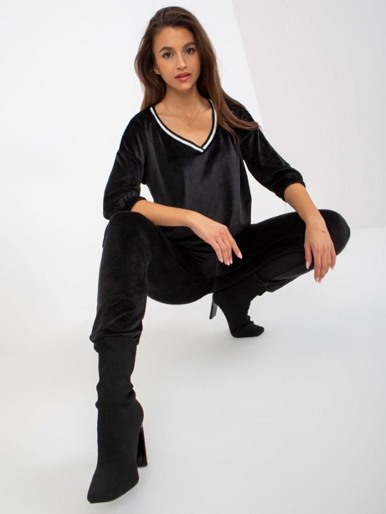 Dres damski, welurowy, czarny, Relevance