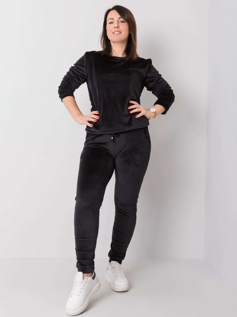 Dres damski, welurowy, plus size, czarny, Relevance