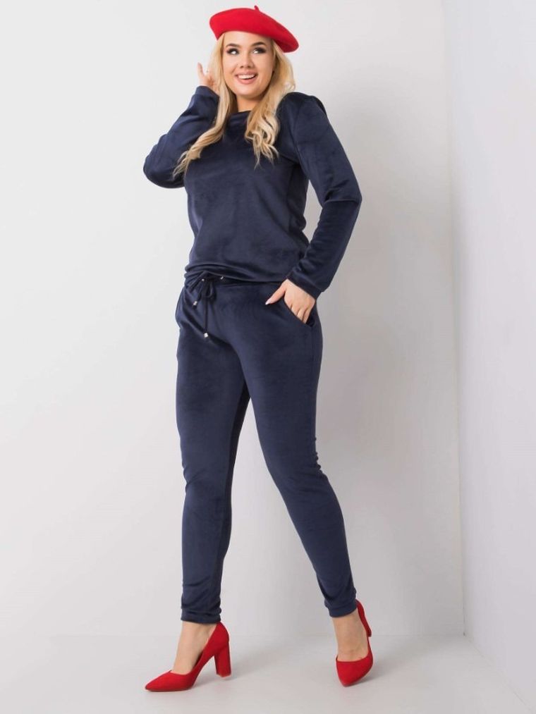 Dres damski, welurowy, plus size, granatowy, Relevance