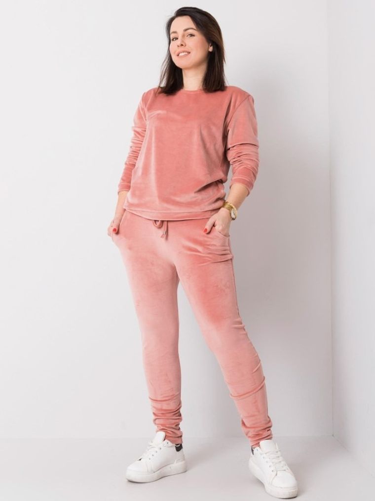 Dres damski, welurowy, plus size, różowy, Relevance