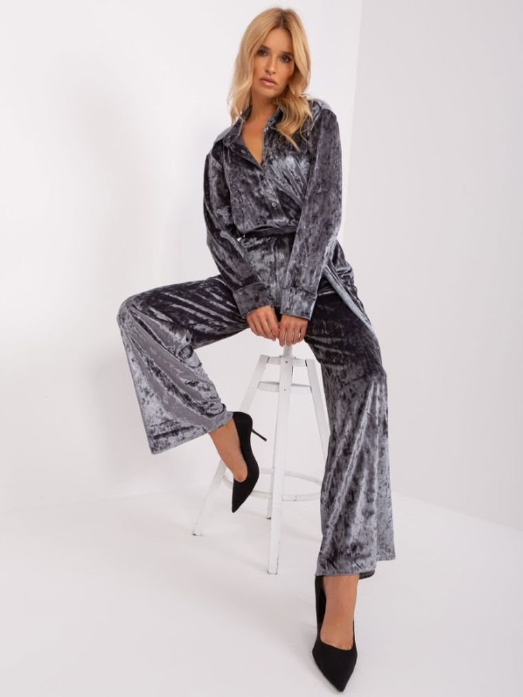 Dres damski, welurowy, szary, Lakerta