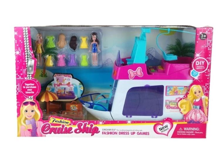 Dromader, jacht z laleczkami i akcesoriami plażowymi