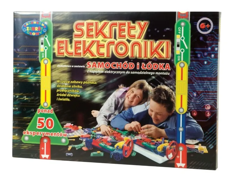 Dromader, zabawka naukowa, Sekrety elektroniki, samochód i łódka, ponad 50 eksperymentów