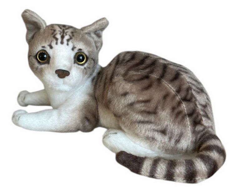 Dubi, Kot leżący, maskotka, biało-szary, 30 cm