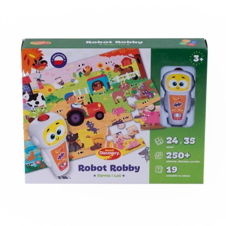Dumel Discovery, Robot Robby, farma i las, puzzle interaktywne, 59 elementów