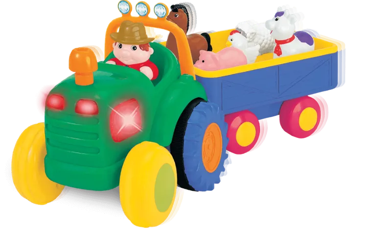 Dumel Discovery, Traktor Farmer, interaktywny pojazd rolniczy z przyczepą i figurkami zwierząt
