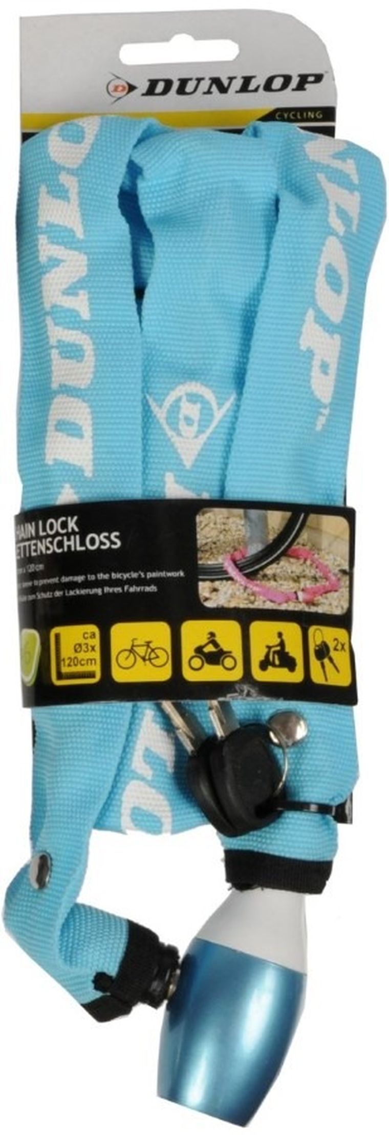 Dunlop, łańcuch rowerowy na zamek, niebieski, 120 cm