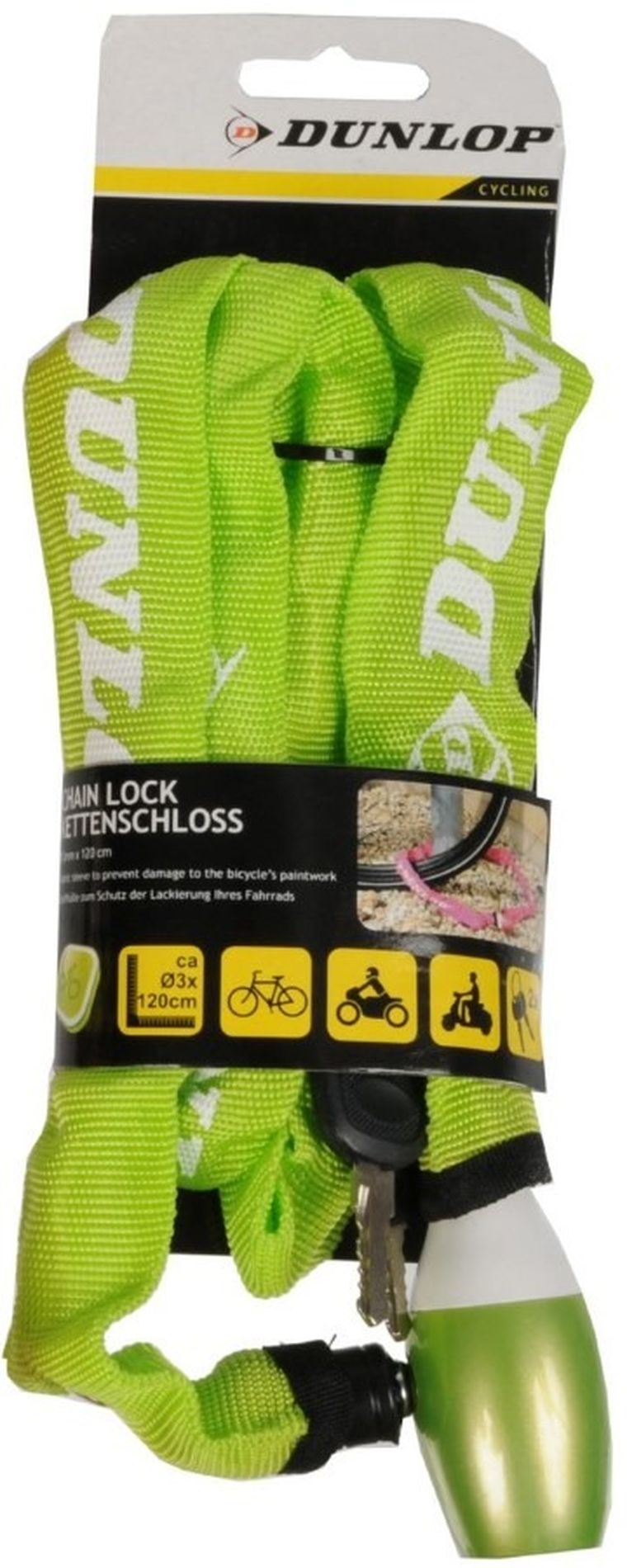 Dunlop, łańcuch rowerowy na zamek, zielony, 120 cm