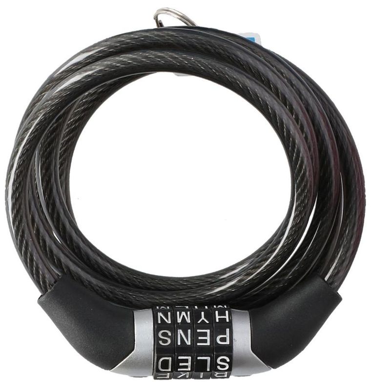 Dunlop, zapięcie rowerowe, spiralne, szyfr, czarne, 0,6-120 cm