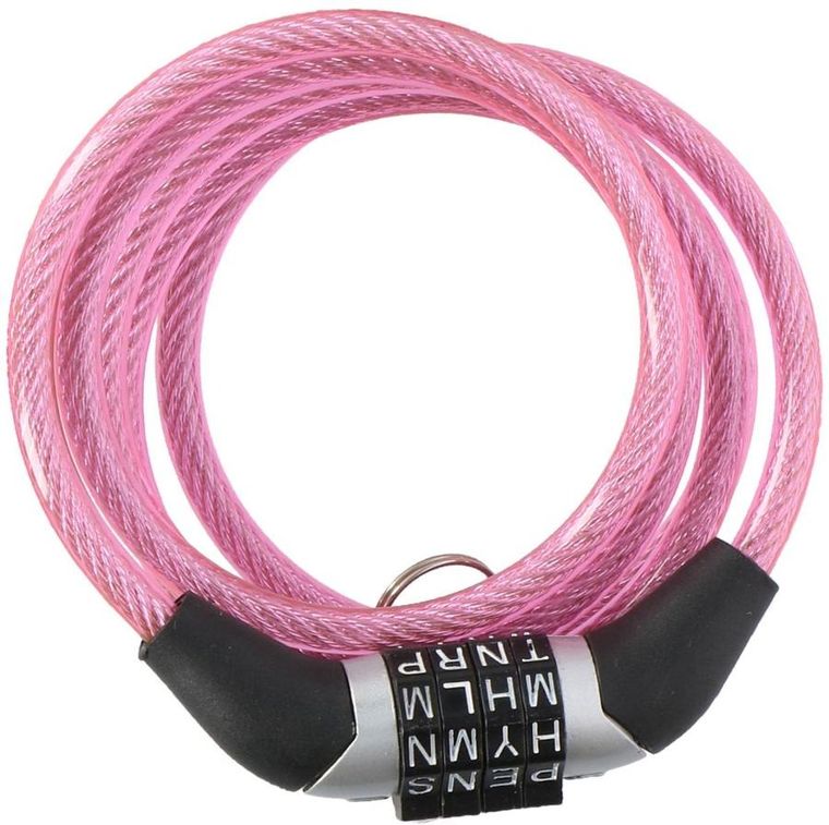 Dunlop, zapięcie rowerowe, spiralne, szyfr, różowe, 0,6-120 cm