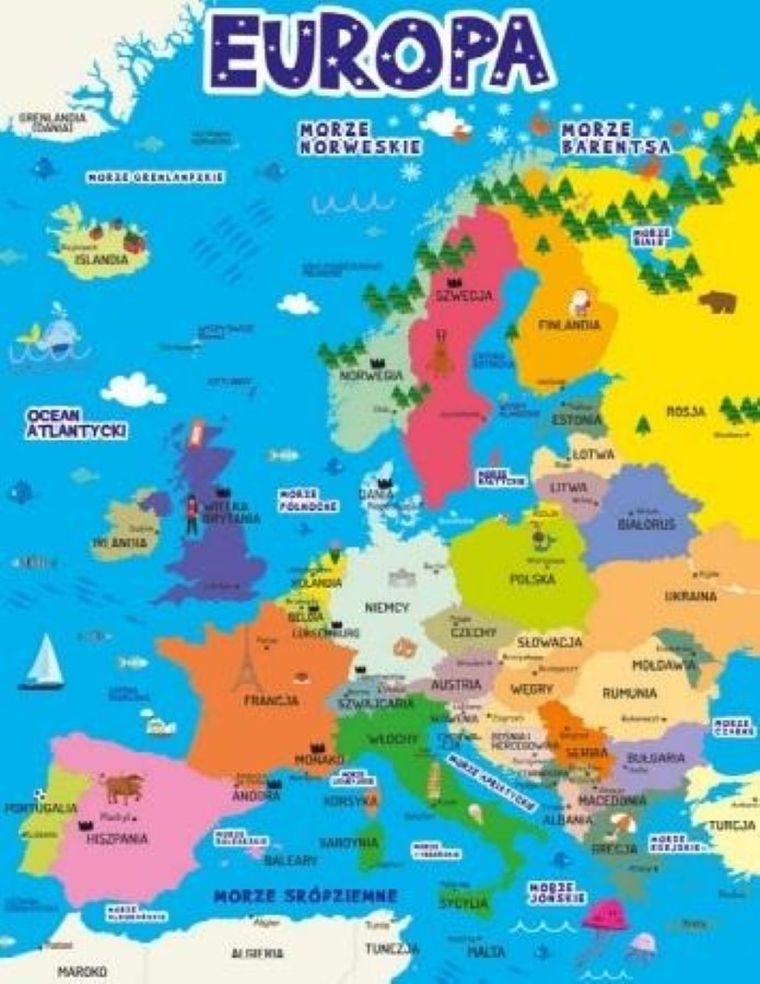 Dwustronna plansza-ściąga A4. Europa