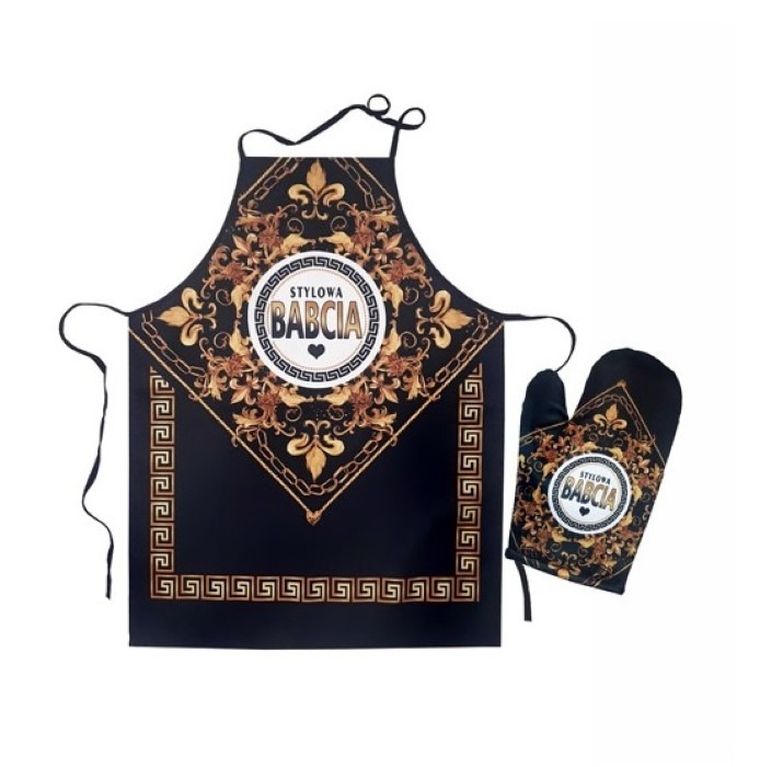 Dzień Babci, zestaw, Stylowa Babcia, fartuch + rękawica kuchenna