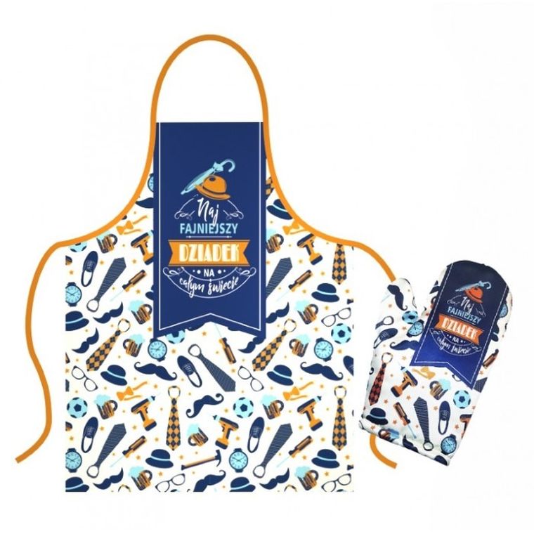 Dzień Dziadka, zestaw, Najfajniejszy Dziadek, fartuch + rękawica kuchenna