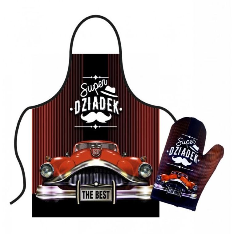 Dzień Dziadka, zestaw, Super Dziadek, fartuch + rękawica kuchenna